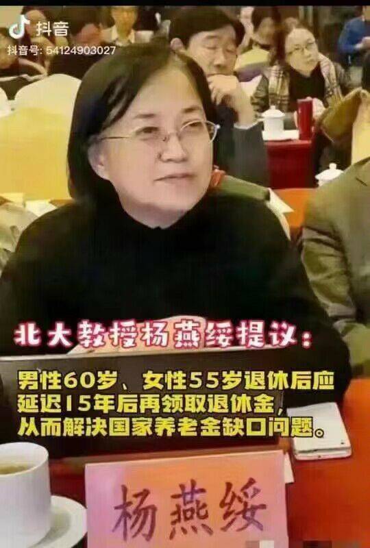 北大教授杨燕绥提议：男性60岁、女性55岁退休后应延迟15年后再领取退休金，从而解决国家养老金缺口问题。