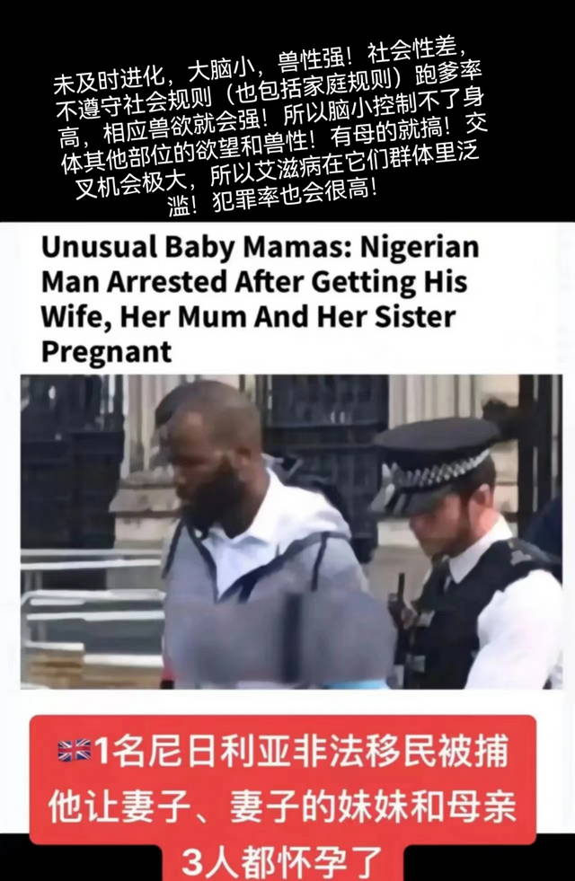 1名尼日利亚非法移民被捕，他让妻子、妻子的妹妹和母亲3人都怀孕了