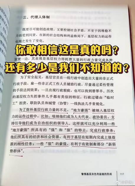 为了弥补基层行政力量的不足，“地方豪强”被纳入基层权力的运作过程中...你敢相信这是真的吗？还有多少是我们不知道的？