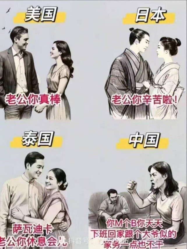 各国男女婚姻关系对比：美国，日本，泰国，中国