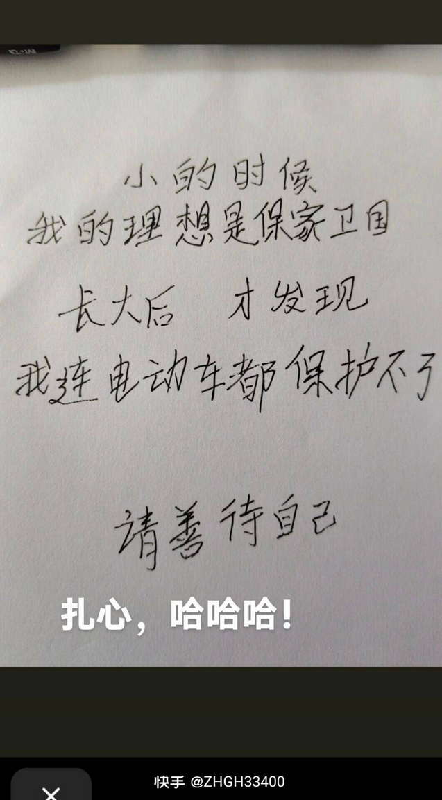 小的时候，我的理想是保家卫国。长大后，才发现我连电动李都保护不了！
