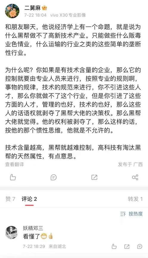 为什么黑帮做不了高新技术产业