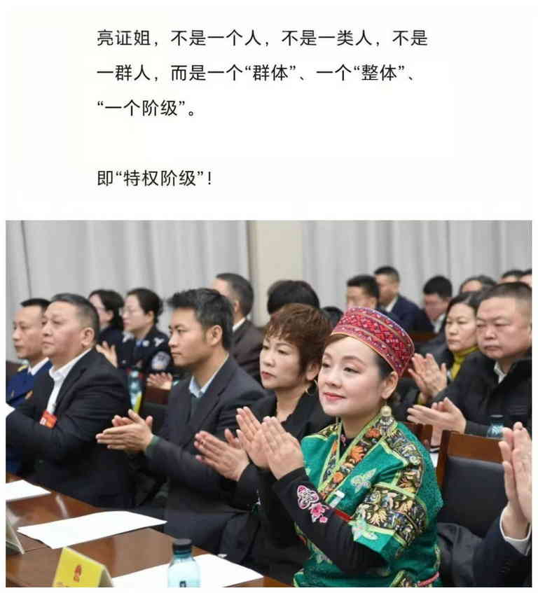 亮证姐，不是一个人，而是一个“群体”、一个“整体”、“一个阶级”。即“特权阶级”！
