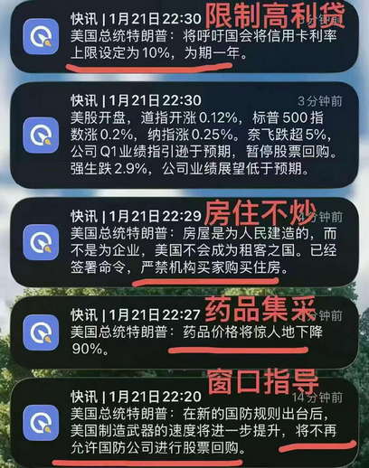 美国总统特朗普：限制高利贷，房住不炒，药品集采，窗口指导