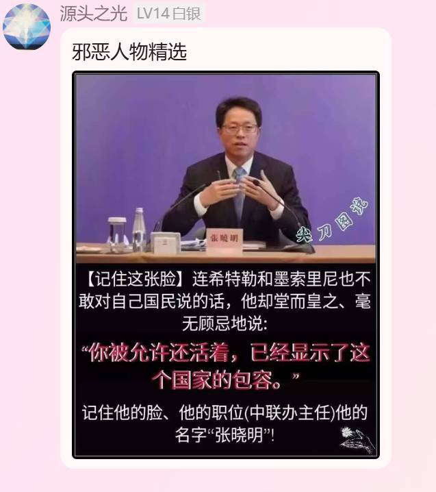 张晓明：你被允许还活着，已经显示了这个国家的包容。