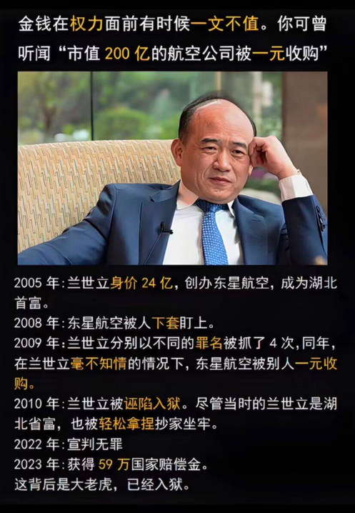 金钱在权力面前有时候一文不值。兰世立市值200亿的航空公司被一元收购。