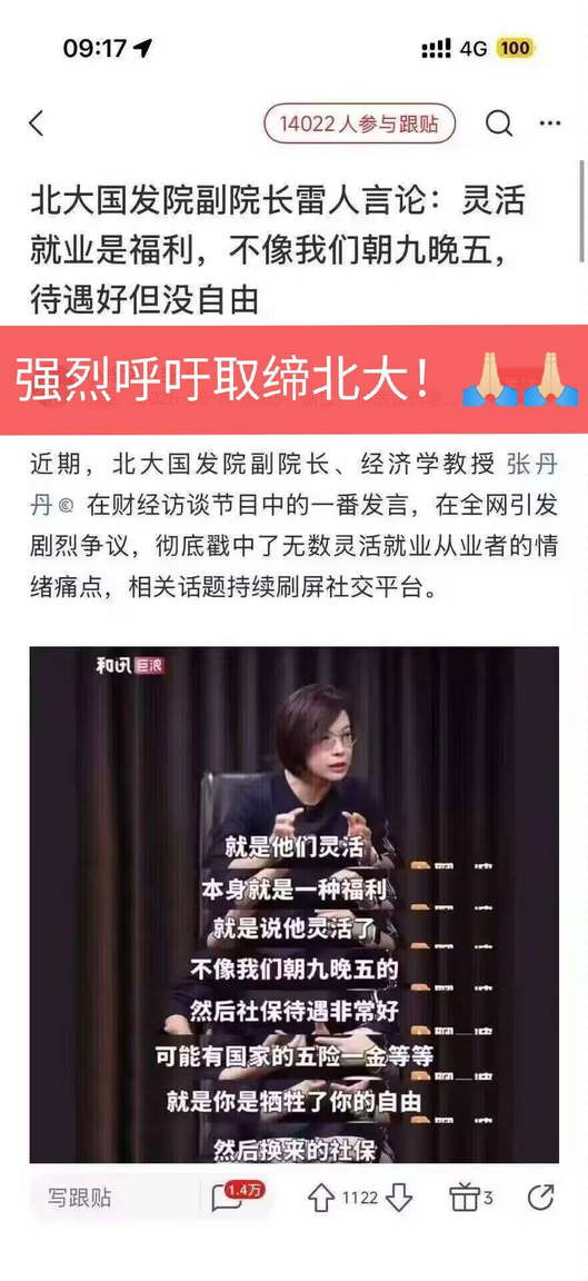 北大教授张丹丹：灵活就业的人灵活就是一种福利，不受朝九晚五的限制